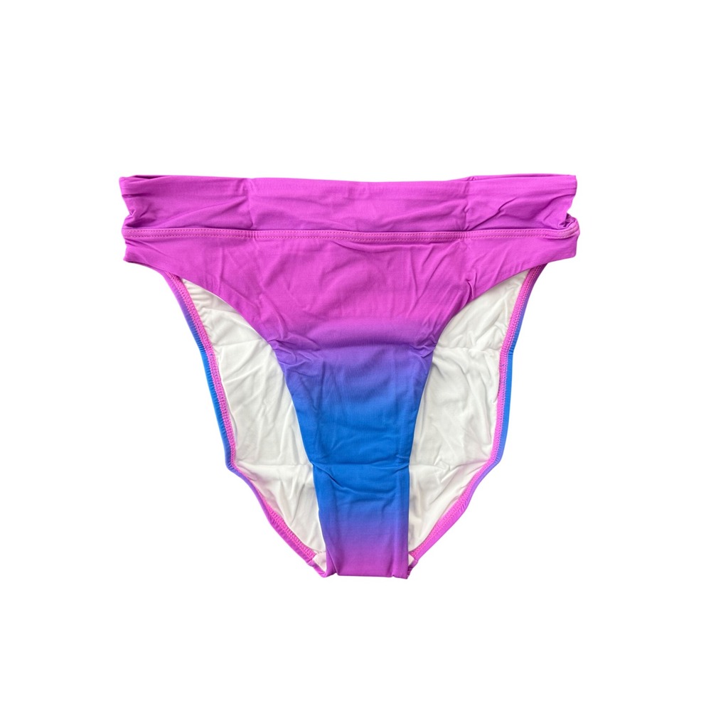 PQ PilyQ Ombre Purple Blue High Waist Bikini Swim Bottoms‎ OMP-252F Small NEW
